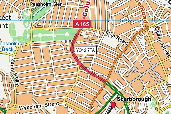 YO12 7TA map - OS VectorMap District (Ordnance Survey)