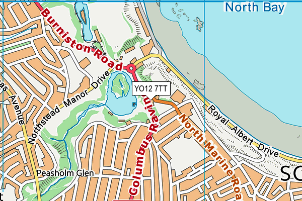 Scarborough Bowls Centre map (YO12 7TT) - OS VectorMap District (Ordnance Survey)