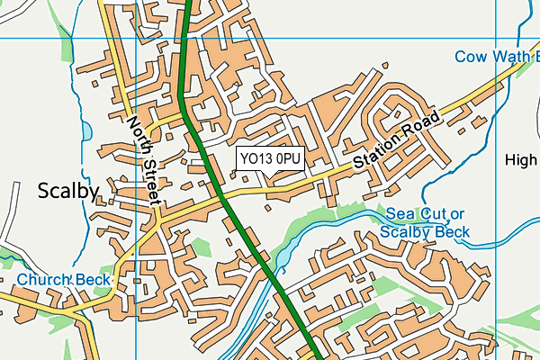 YO13 0PU map - OS VectorMap District (Ordnance Survey)
