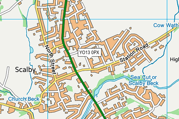 YO13 0PX map - OS VectorMap District (Ordnance Survey)