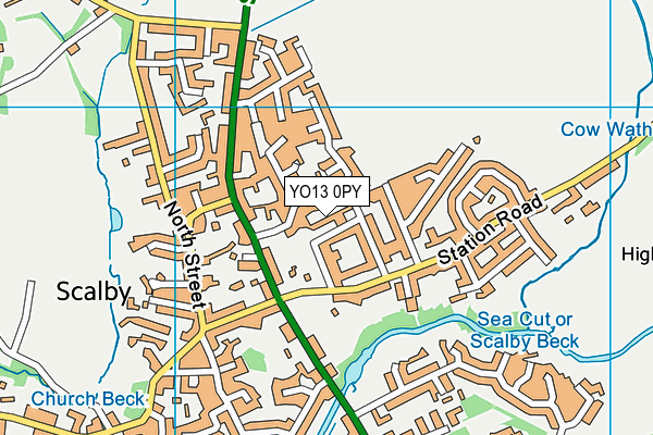 YO13 0PY map - OS VectorMap District (Ordnance Survey)