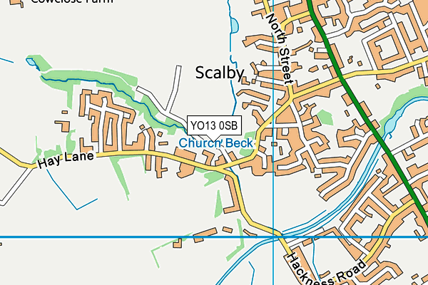 Scalby Cricket And Football Club map (YO13 0SB) - OS VectorMap District (Ordnance Survey)