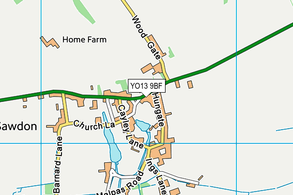 YO13 9BF map - OS VectorMap District (Ordnance Survey)