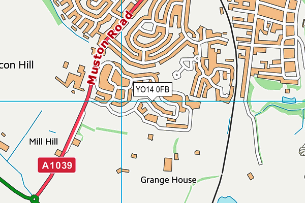 YO14 0FB map - OS VectorMap District (Ordnance Survey)