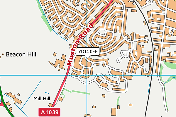 YO14 0FE map - OS VectorMap District (Ordnance Survey)