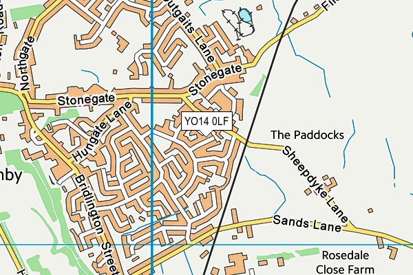 YO14 0LF map - OS VectorMap District (Ordnance Survey)
