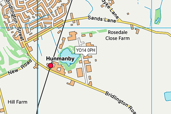 Hunmanby Playing Fields map (YO14 0PH) - OS VectorMap District (Ordnance Survey)