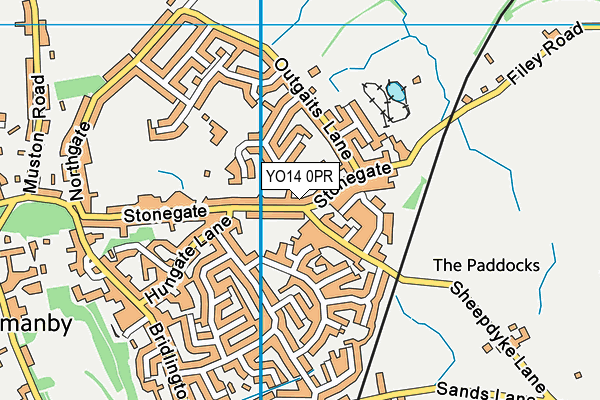 YO14 0PR map - OS VectorMap District (Ordnance Survey)