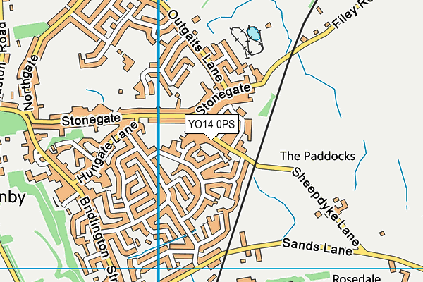 YO14 0PS map - OS VectorMap District (Ordnance Survey)