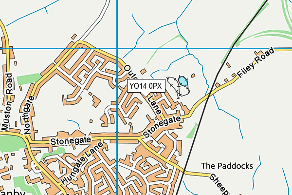 YO14 0PX map - OS VectorMap District (Ordnance Survey)
