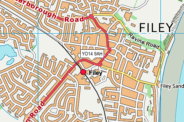 YO14 9AH map - OS VectorMap District (Ordnance Survey)