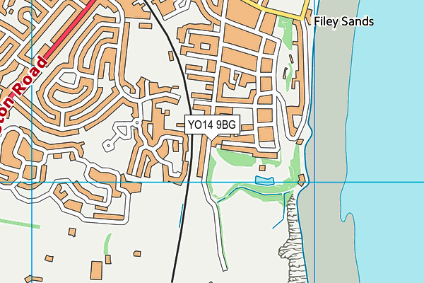YO14 9BG map - OS VectorMap District (Ordnance Survey)