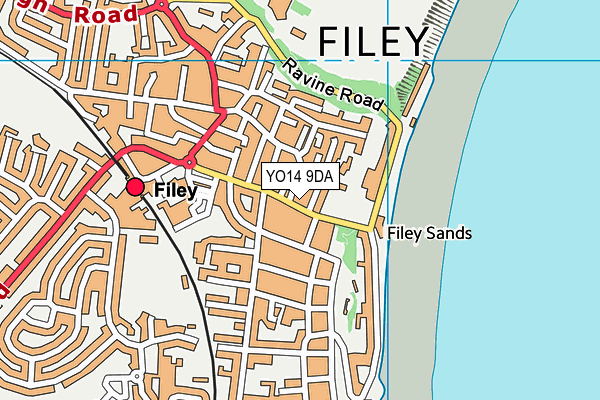 YO14 9DA map - OS VectorMap District (Ordnance Survey)