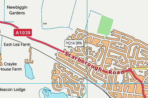 YO14 9PA map - OS VectorMap District (Ordnance Survey)