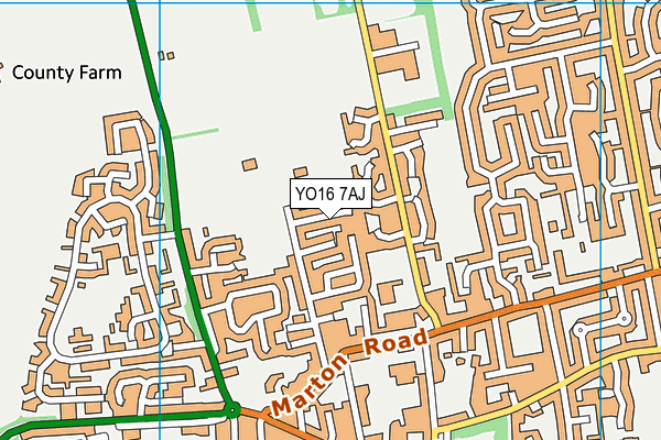 YO16 7AJ map - OS VectorMap District (Ordnance Survey)