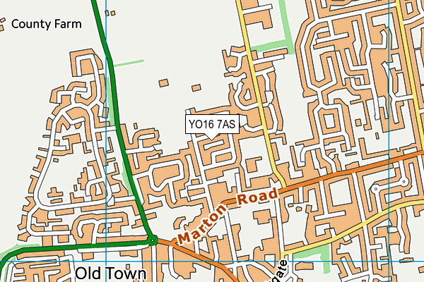 YO16 7AS map - OS VectorMap District (Ordnance Survey)