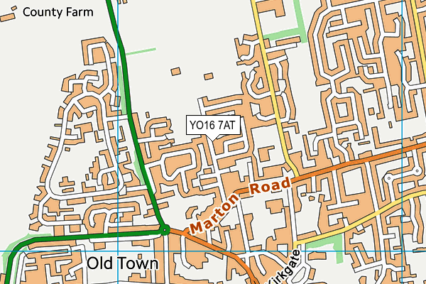 YO16 7AT map - OS VectorMap District (Ordnance Survey)