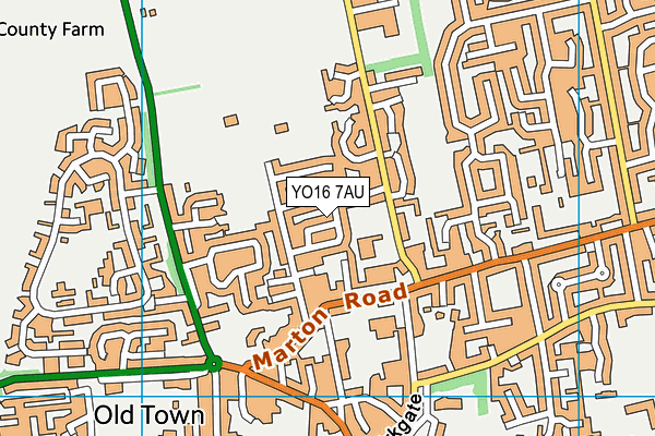 YO16 7AU map - OS VectorMap District (Ordnance Survey)
