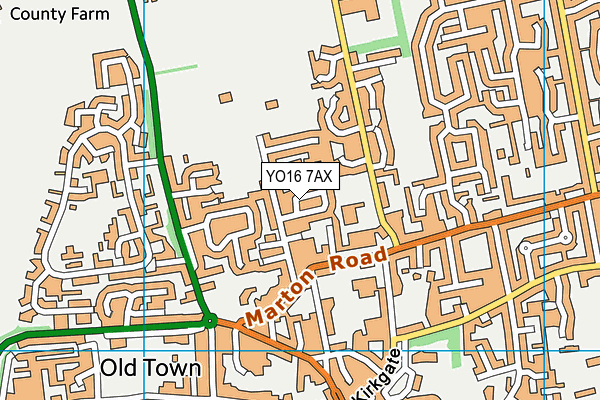 YO16 7AX map - OS VectorMap District (Ordnance Survey)