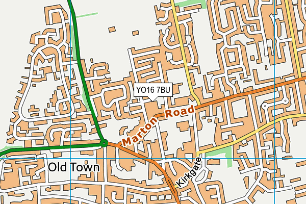 YO16 7BU map - OS VectorMap District (Ordnance Survey)