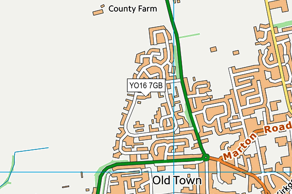YO16 7GB map - OS VectorMap District (Ordnance Survey)