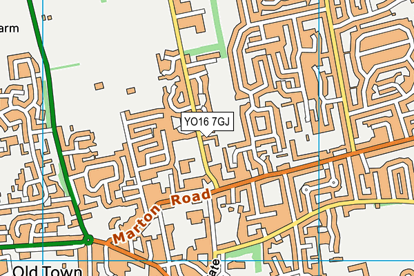 YO16 7GJ map - OS VectorMap District (Ordnance Survey)