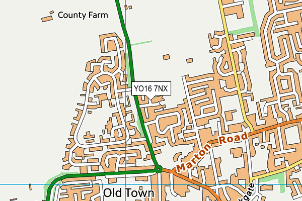 YO16 7NX map - OS VectorMap District (Ordnance Survey)