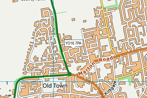 YO16 7PA map - OS VectorMap District (Ordnance Survey)