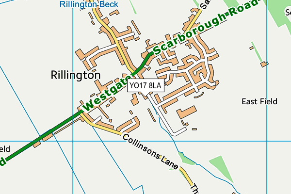 Rillington Recreation Ground map (YO17 8LA) - OS VectorMap District (Ordnance Survey)