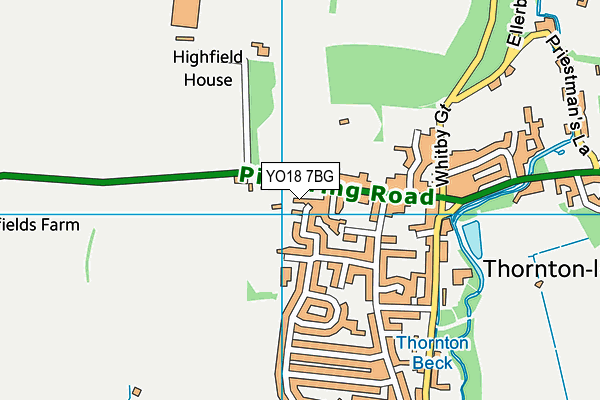 YO18 7BG map - OS VectorMap District (Ordnance Survey)
