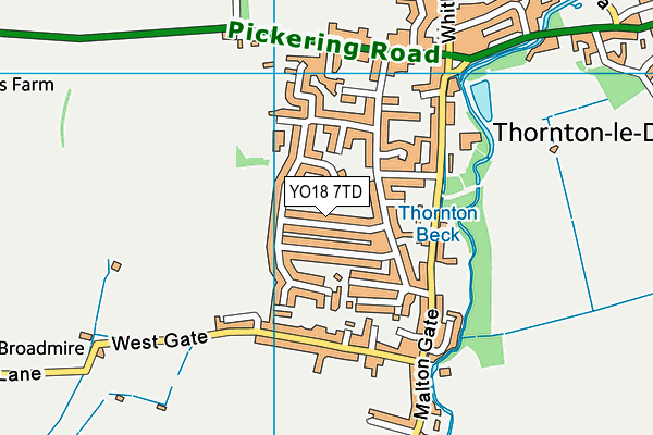 YO18 7TD map - OS VectorMap District (Ordnance Survey)