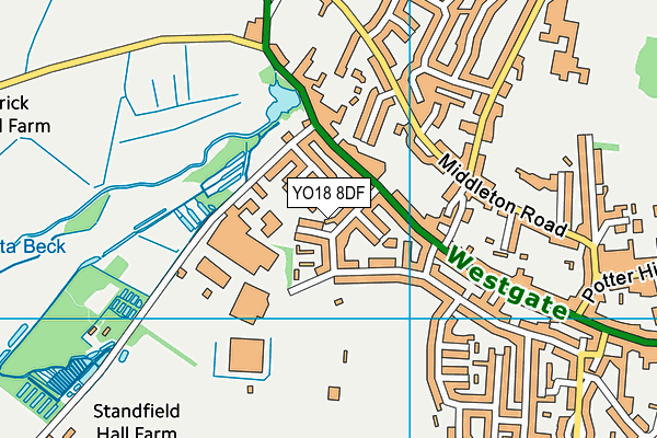 YO18 8DF map - OS VectorMap District (Ordnance Survey)