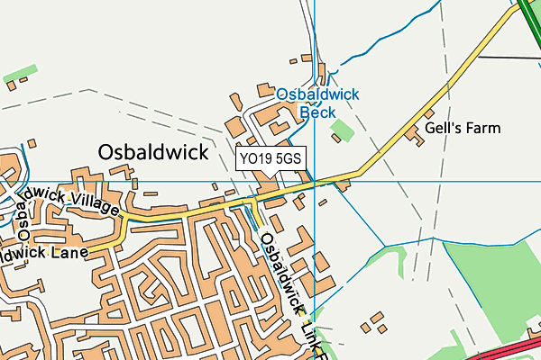 YO19 5GS map - OS VectorMap District (Ordnance Survey)