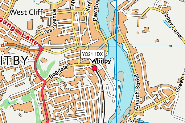 YO21 1DX map - OS VectorMap District (Ordnance Survey)