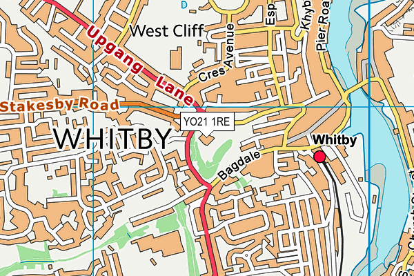 YO21 1RE map - OS VectorMap District (Ordnance Survey)