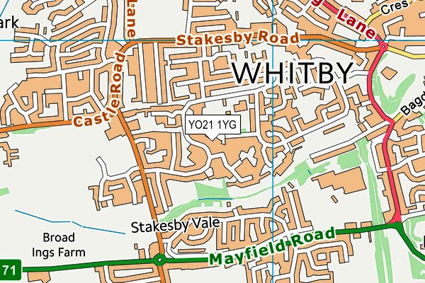 YO21 1YG map - OS VectorMap District (Ordnance Survey)