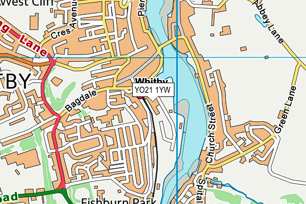 YO21 1YW map - OS VectorMap District (Ordnance Survey)