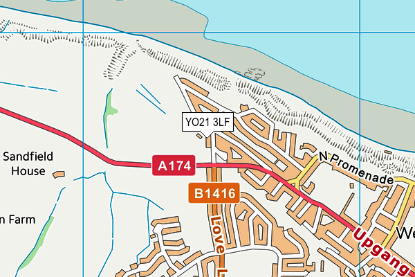 YO21 3LF map - OS VectorMap District (Ordnance Survey)