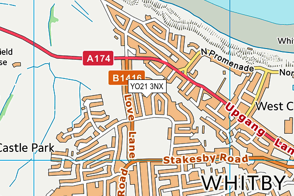 YO21 3NX map - OS VectorMap District (Ordnance Survey)