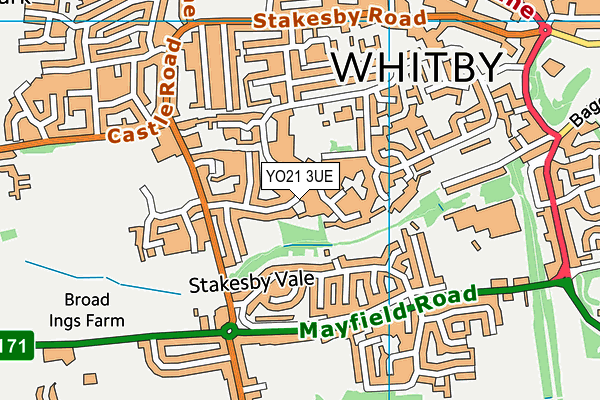 YO21 3UE map - OS VectorMap District (Ordnance Survey)