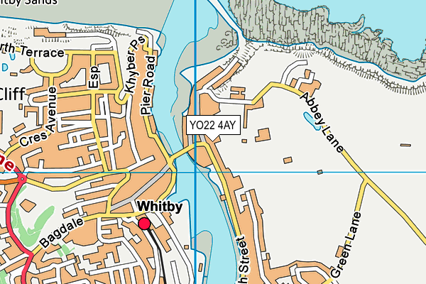 YO22 4AY map - OS VectorMap District (Ordnance Survey)