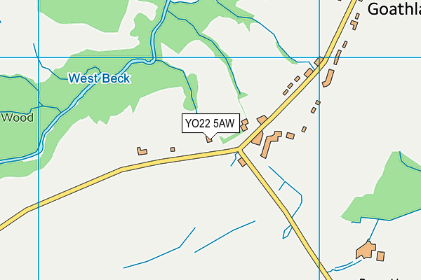 YO22 5AW map - OS VectorMap District (Ordnance Survey)