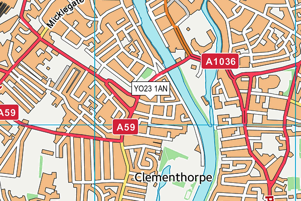 YO23 1AN map - OS VectorMap District (Ordnance Survey)