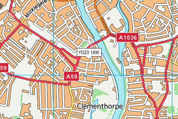 YO23 1AW map - OS VectorMap District (Ordnance Survey)