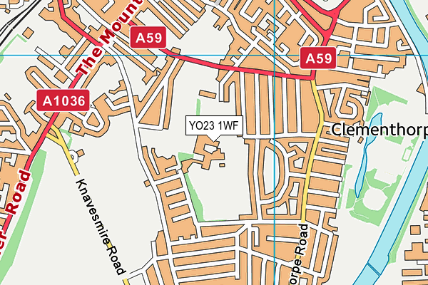 Millthorpe School map (YO23 1WF) - OS VectorMap District (Ordnance Survey)