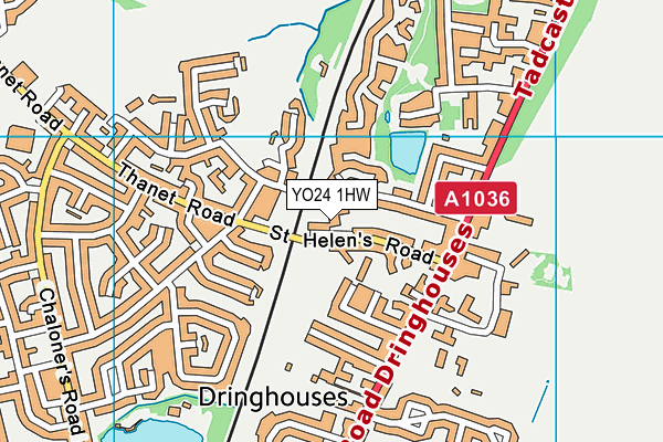 Dringhouses Sports Club map (YO24 1HW) - OS VectorMap District (Ordnance Survey)