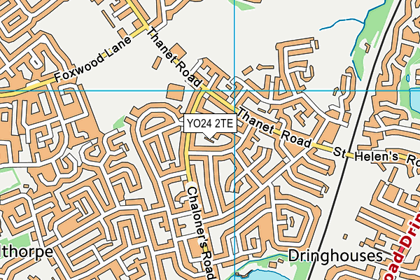 YO24 2TE map - OS VectorMap District (Ordnance Survey)