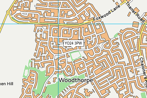 YO24 3PW map - OS VectorMap District (Ordnance Survey)