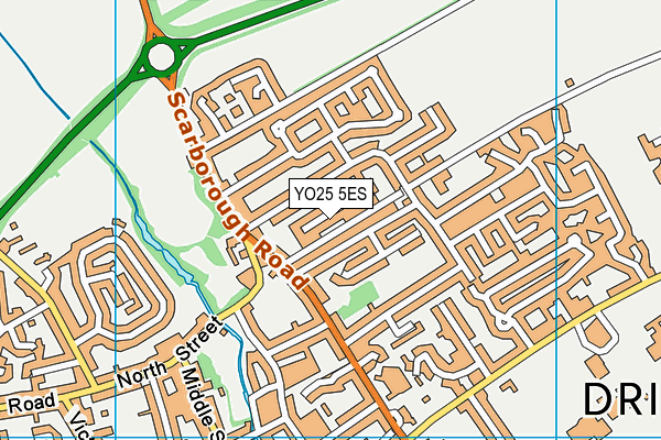 YO25 5ES map - OS VectorMap District (Ordnance Survey)
