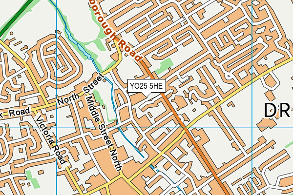 YO25 5HE map - OS VectorMap District (Ordnance Survey)